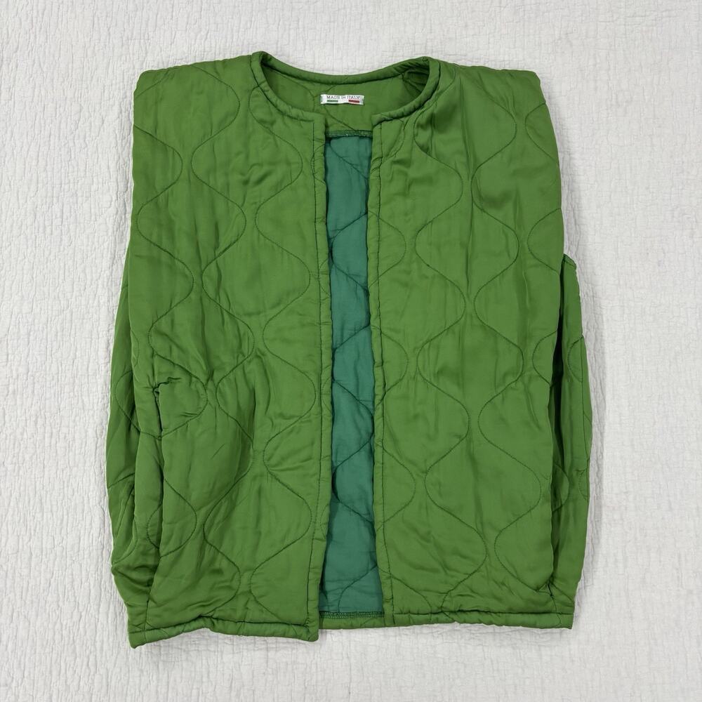 Vintage Quilted Vest Mens Large Green Outerwear Made In Italy